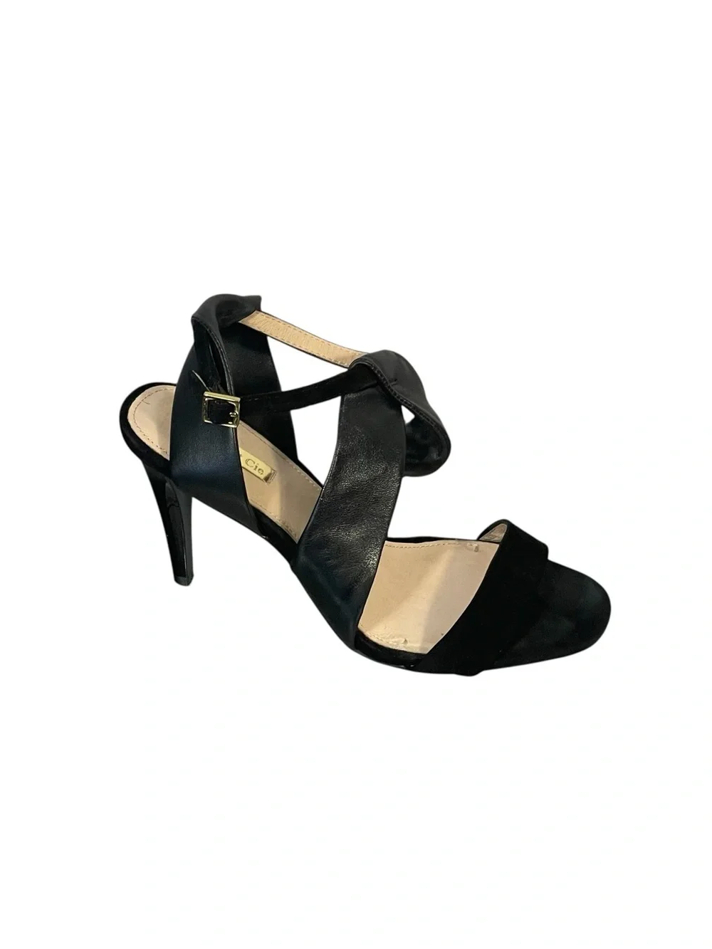Louise Et Cie Black Leather Suede Strappy Ankle Strap Stiletto Heel Shoes 7.5M